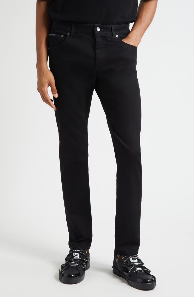 Dolce&Gabbana Slim Fit Stretch Jeans, Main, color, S9001 Black