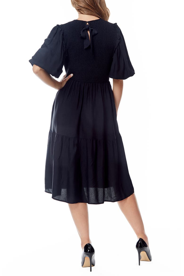Palmer Smocked Bodice Maxi Dress, Alternate, color, BLACK