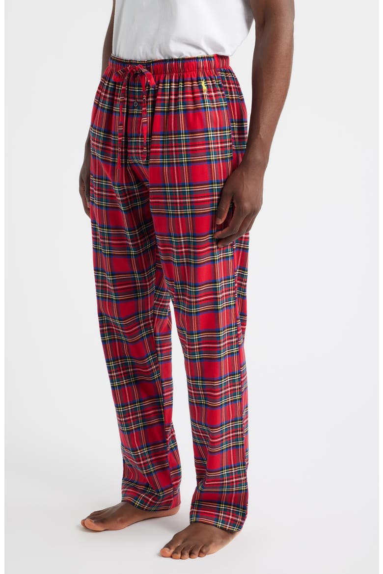 Yarn Dyed Plaid Flannel Pajama Pants, Alternate, color, RED PLAID