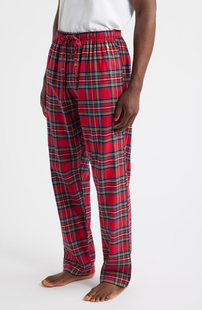Polo Ralph Lauren Yarn Dyed Plaid Flannel Pajama Pants, Alternate, color, Red Plaid