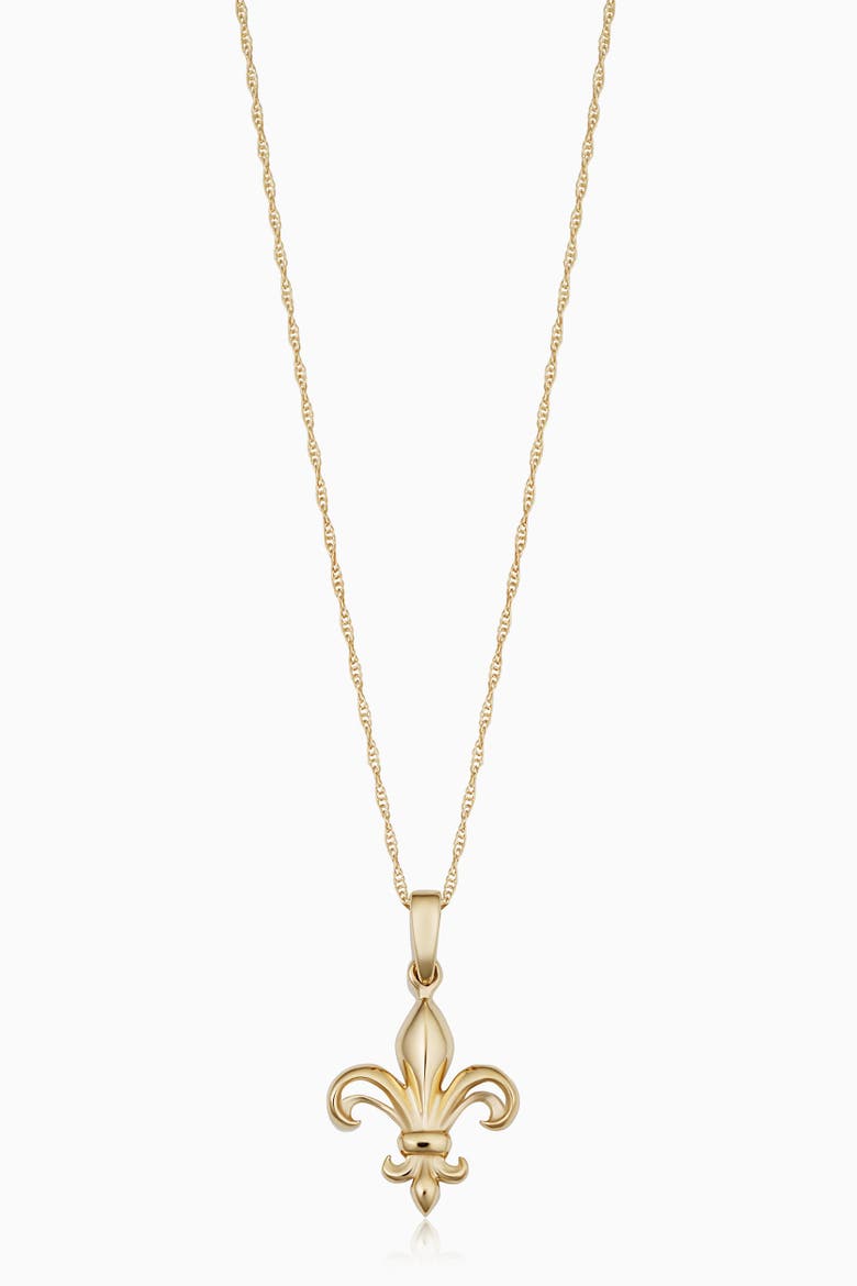 14K Yellow Gold Fleur De Lis Pendant Necklace, Main, color, Yellow Gold