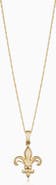 Oradina 14K Yellow Gold Fleur De Lis Pendant Necklace