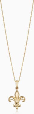 Oradina 14K Yellow Gold Fleur De Lis Pendant Necklace