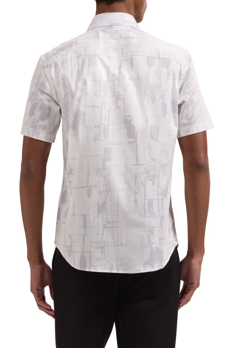 Orson Shaped Fit Short Sleeve Stretch Cotton Button-Up Shirt, Alternate, color, PLATINUM