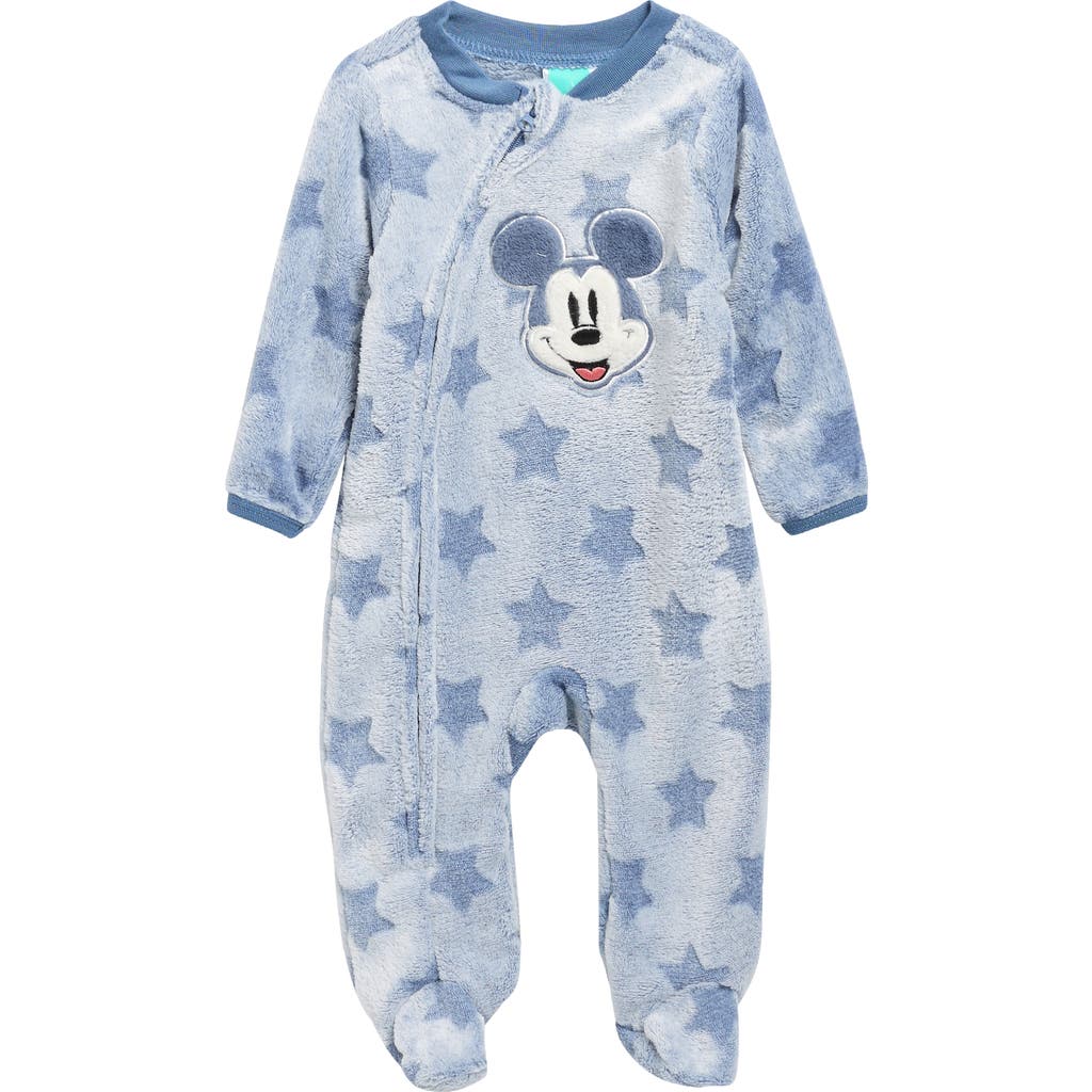 Assorted Mickey Star Plush Footie Romper In Blue