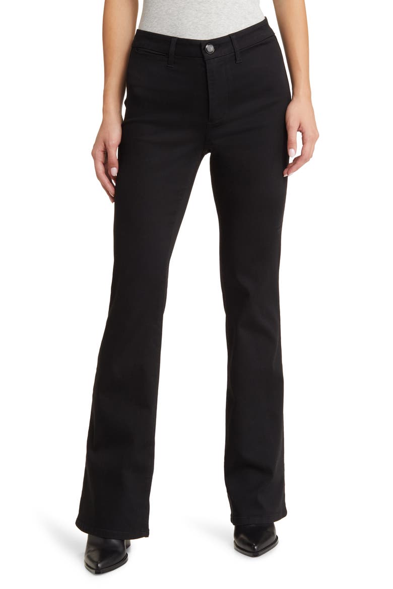 High Waist Slim Bootcut Trouser Jeans, Main, color, BLACK