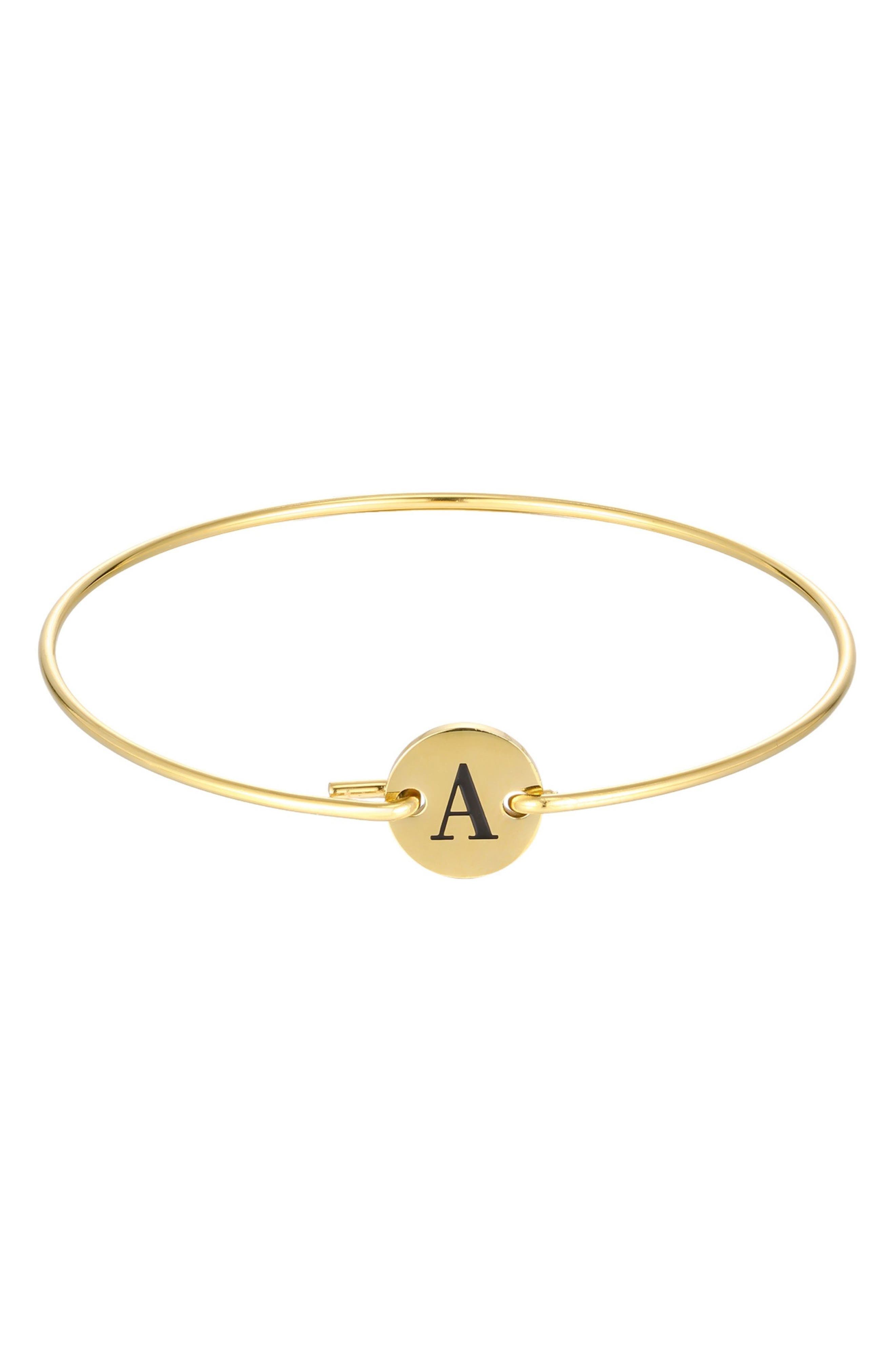 Adornia Tarnish Resistant 18K Gold Plated Initial Bangle Bracelet