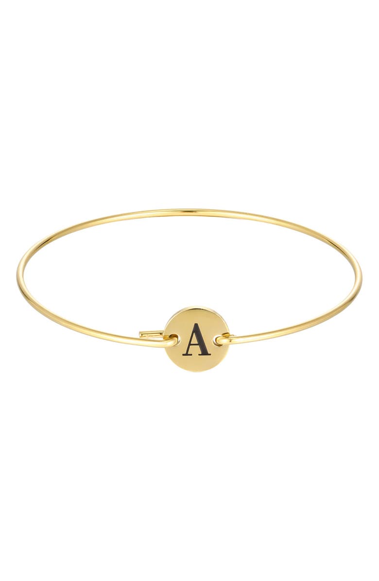 Adornia Tarnish Resistant 18K Gold Plated Initial Bangle Bracelet, Main, color, Gold-A
