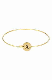 Tarnish Resistant 18K Gold Plated Initial Bangle Bracelet