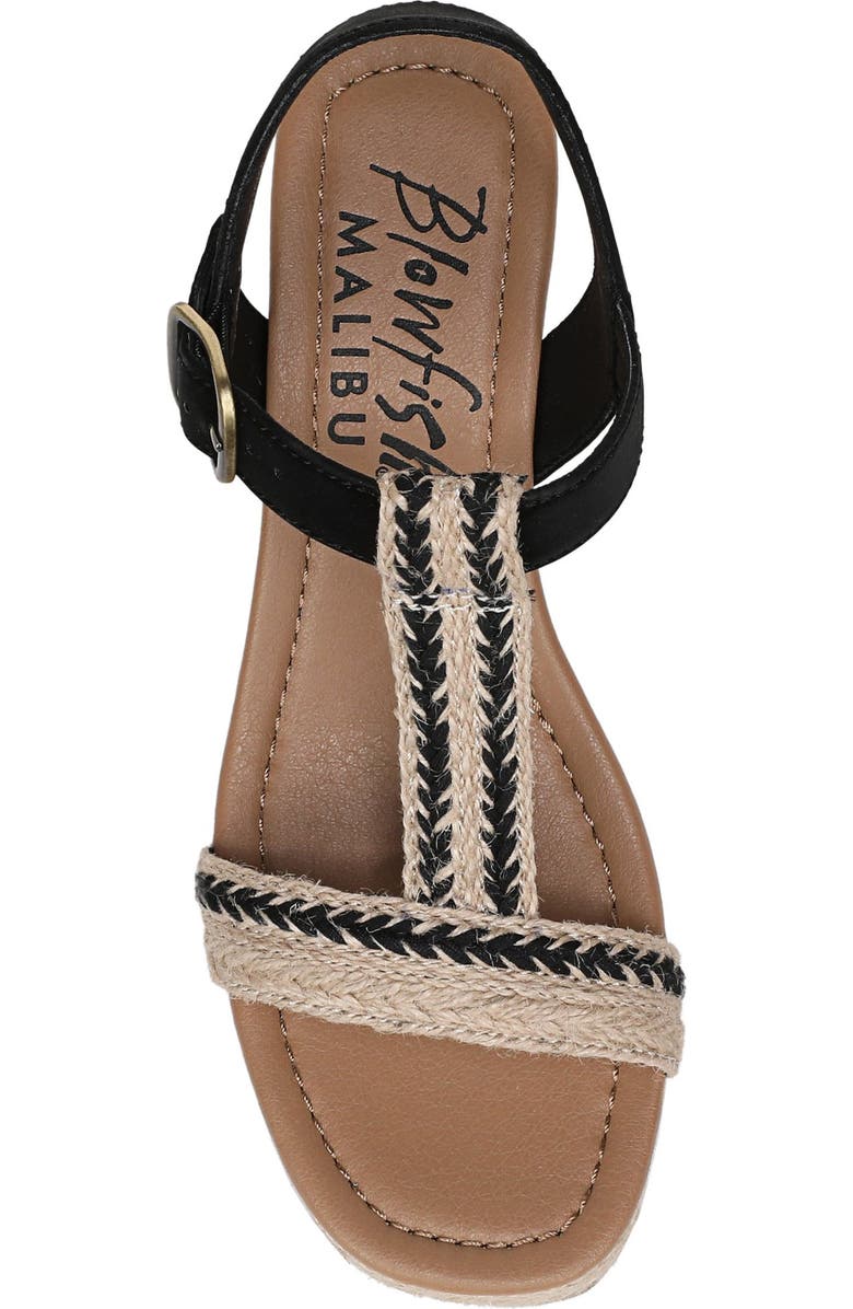 Blowfish Malibu Annika T-Strap Espadrille Wedge Sandal, Alternate, color, Natural Black Jute/ Nubuck