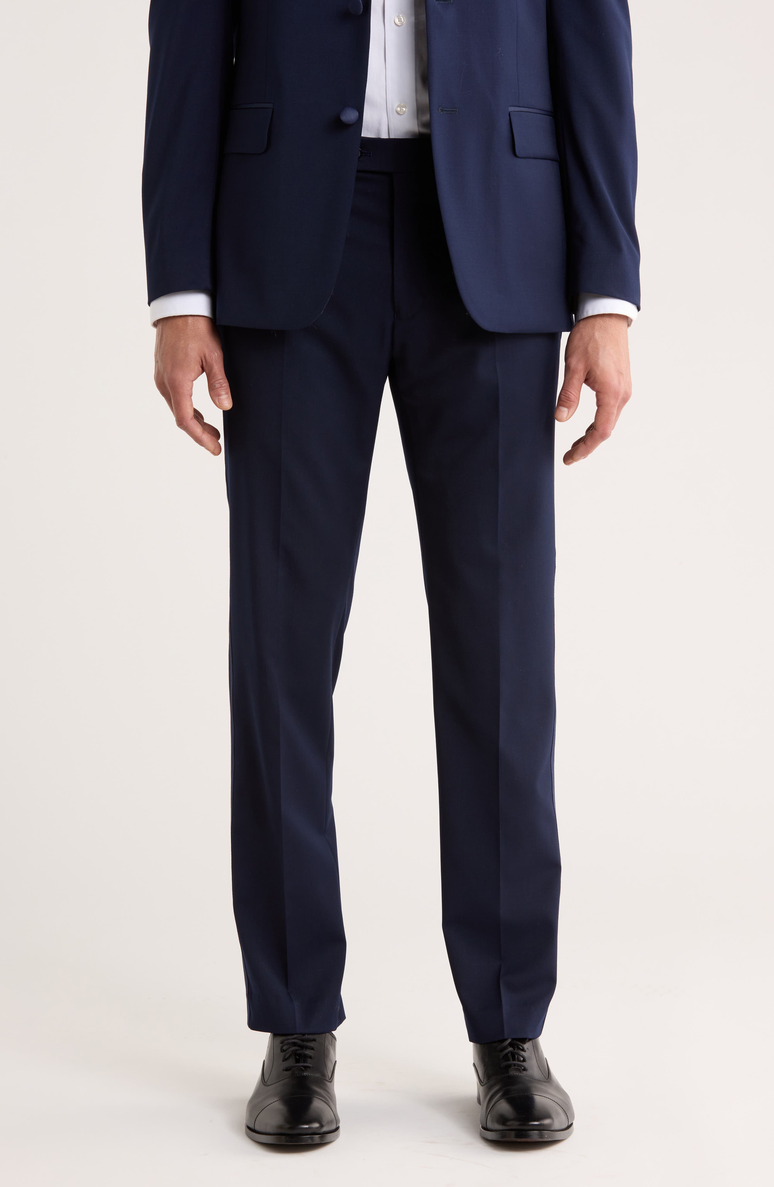 Tommy Hilfiger Flat Front Wool Blend Tuxedo Pants