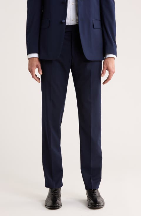 Flat Front Wool Blend Tuxedo Pants (Regular & Big)
