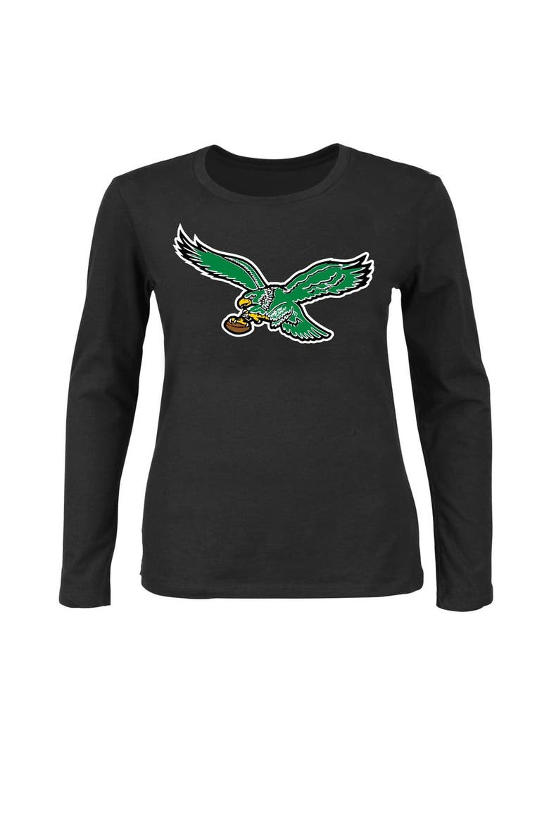 Women's Fanatics Black Philadelphia Eagles Plus Size Scoop Neck Long Sleeve T-Shirt, Alternate, color, Black