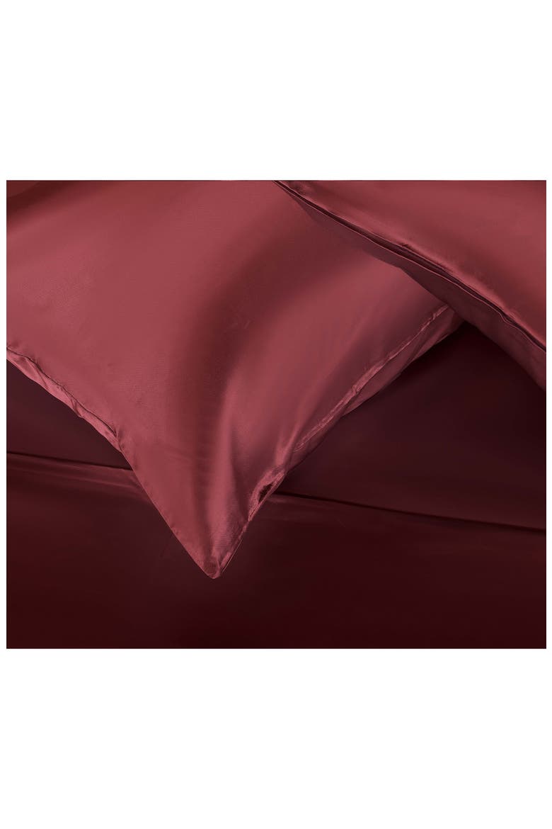Elegance Satin Sheet Set, Alternate, color, MERLOT