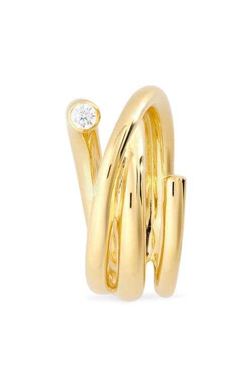 Completedworks Coil Cubic Zirconia Ring In 18ct Gold Plated