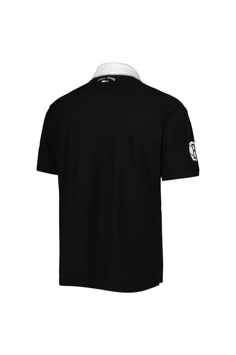 Men's Tommy Jeans Black Brooklyn Nets Stanley Pique Polo, Alternate, color, Black