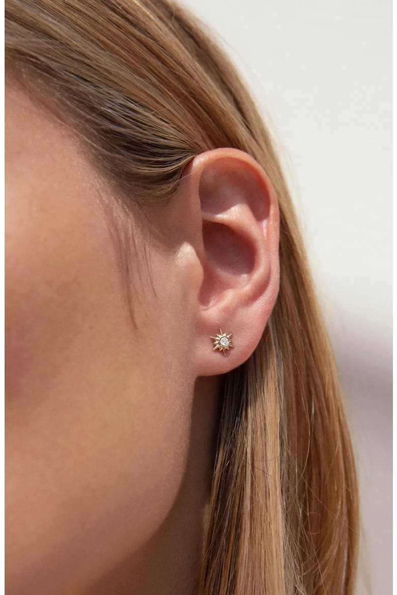14k Gold Diamond Star Stud Earrings, Alternate, color, 14K YELLOW GOLD