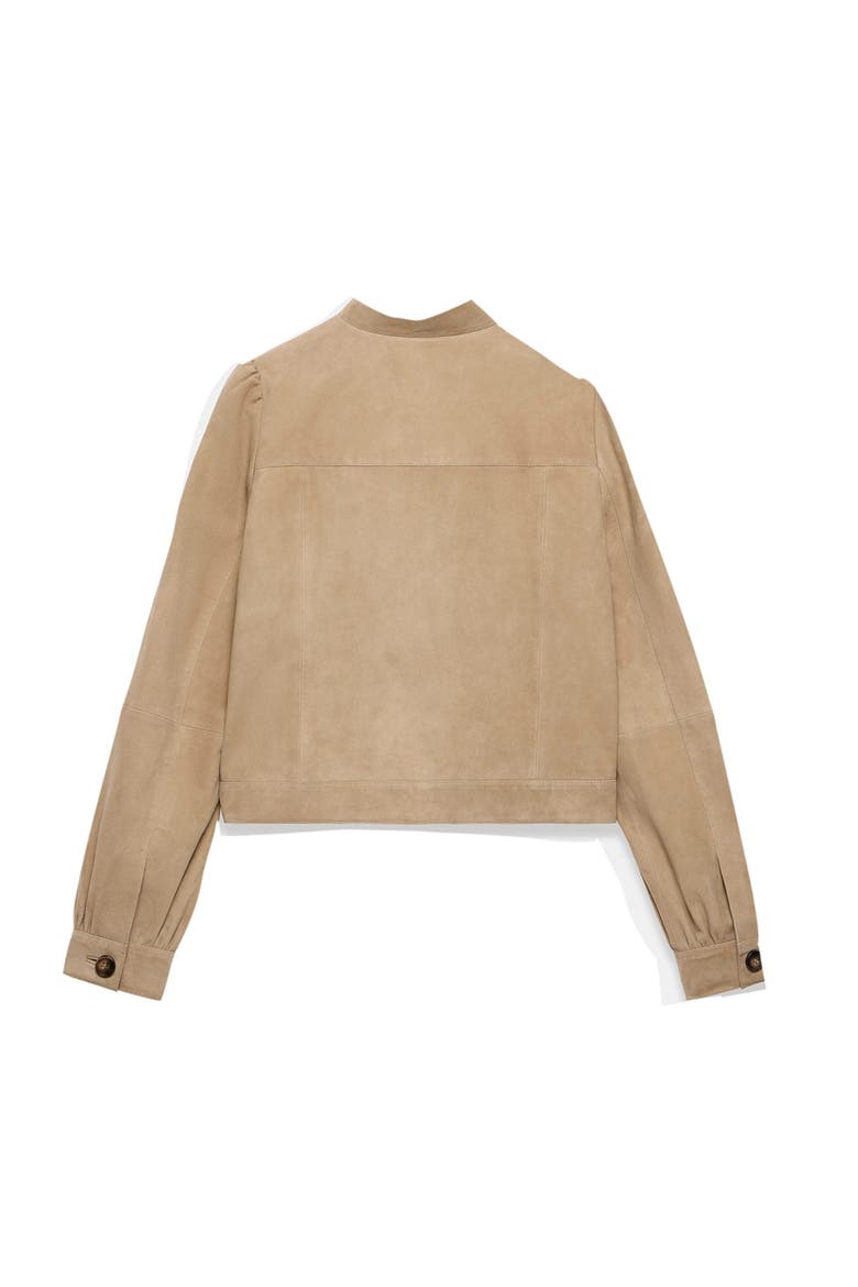 Suede Puff Sleeve Jacket, Alternate, color, Tan