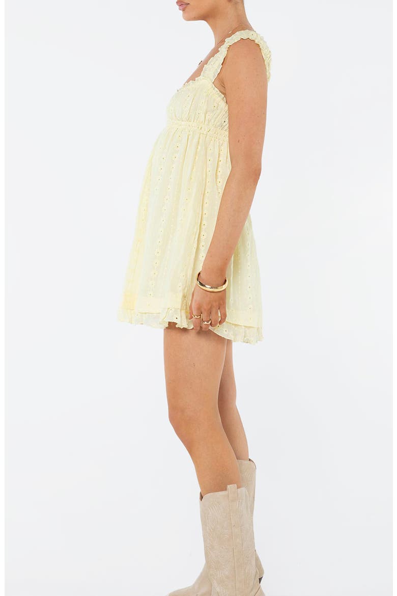 Carlita Eyelet Cotton Babydoll Minidress, Alternate, color, YELLOW