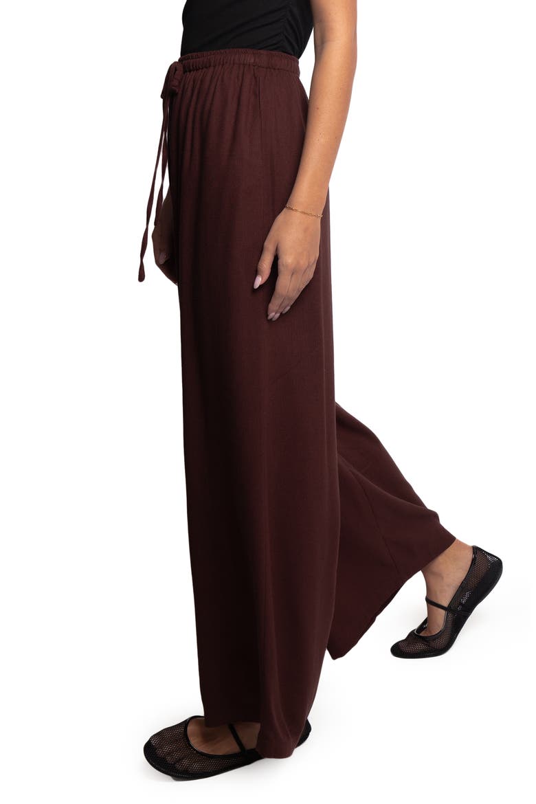 Zane Drawstring Wide Leg Pants, Alternate, color, CHOCOLATE