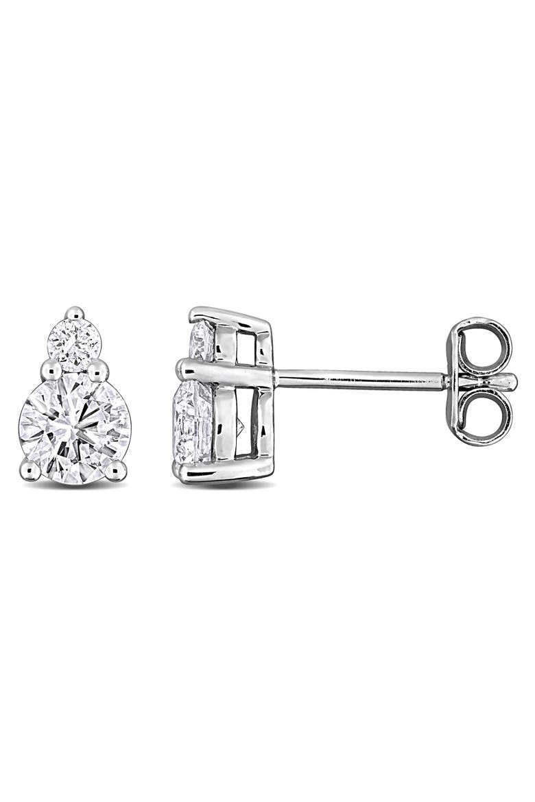 Lab-Grown Diamond Two-Stone Stud Earrings, Main, color, Sterling Silver