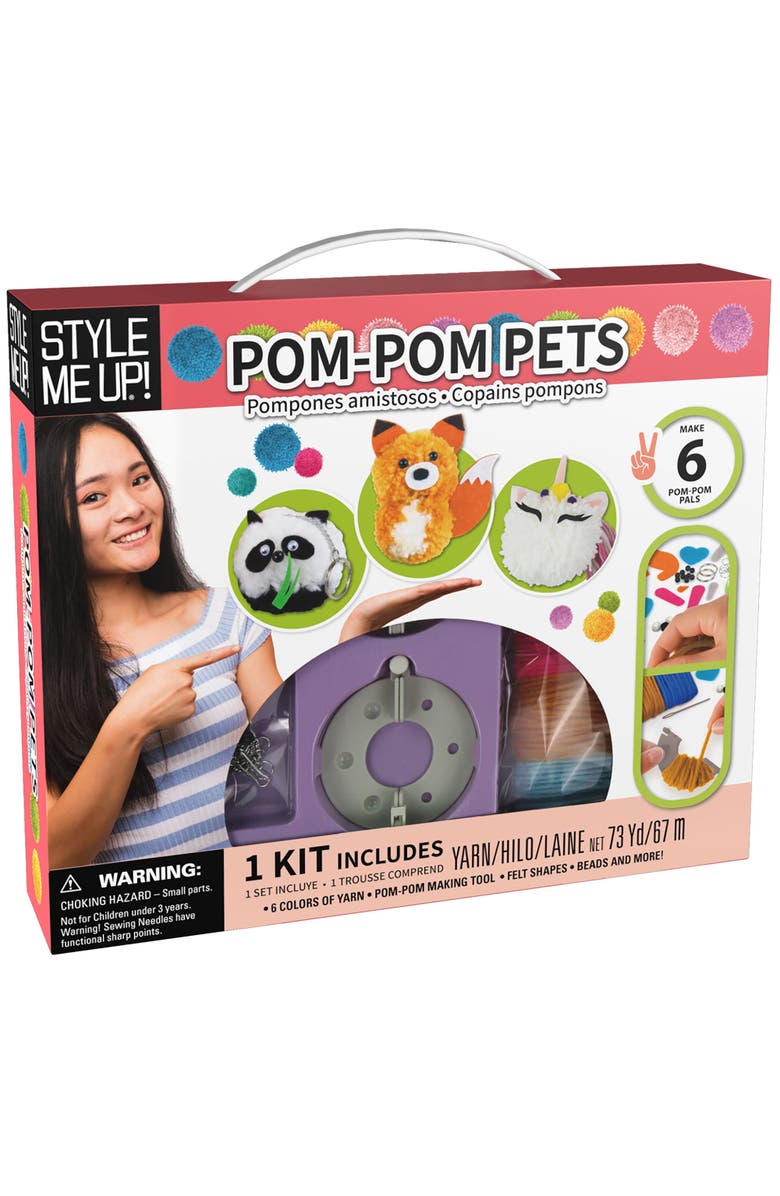 Style Me Up Pom Pom Pets Kids Yarn Crafting Kit, Main, color, Multicolored