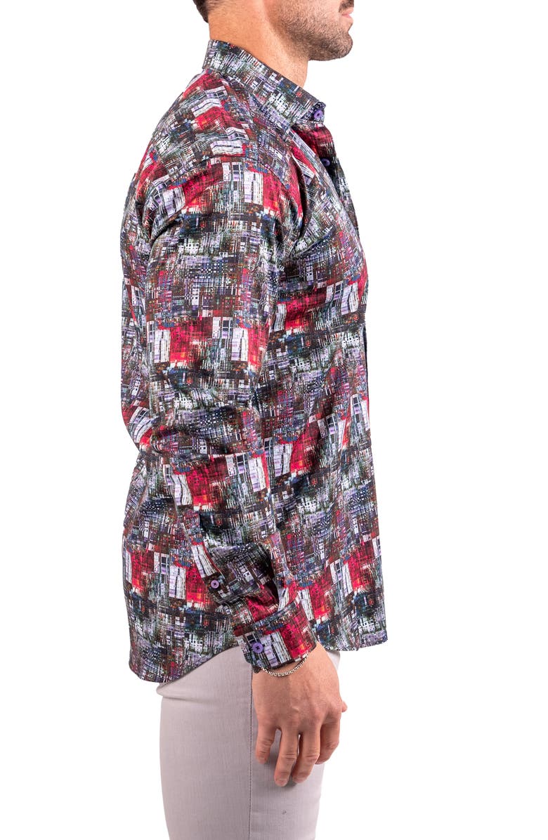 Maceoo Fibonacci Resistance Black Contemporary Fit Cotton Button-Up Shirt, Alternate, color, Black