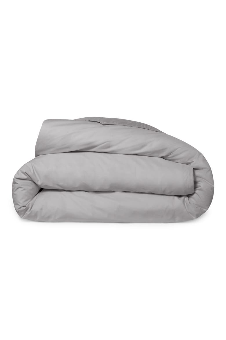 Organic Cotton Percale Duvet Cover, Main, color, GRAY