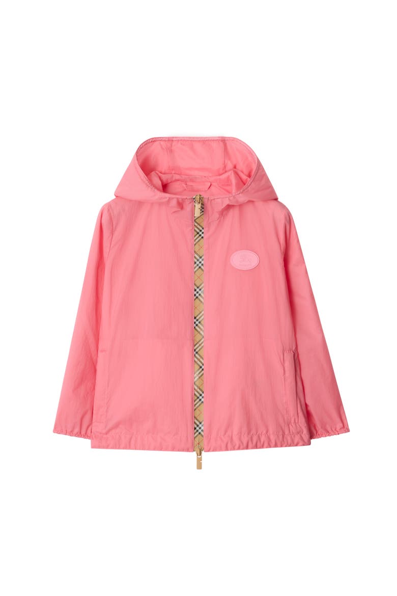 Checker-tape Nylon Hooded Jacket, Main, color, Flamingo pink