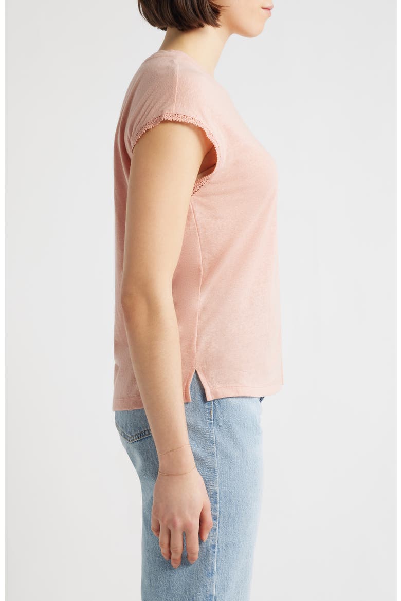 Crochet Cap Sleeve Tee, Alternate, color, DUSTY PINK