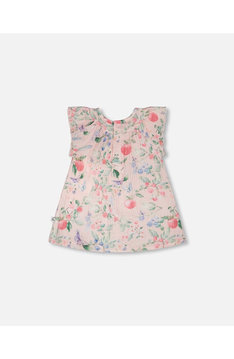 Deux par Deux Cotton Muslin Dress and Bloomer Printed Berries Set, Main, color, Pink Printed Berries