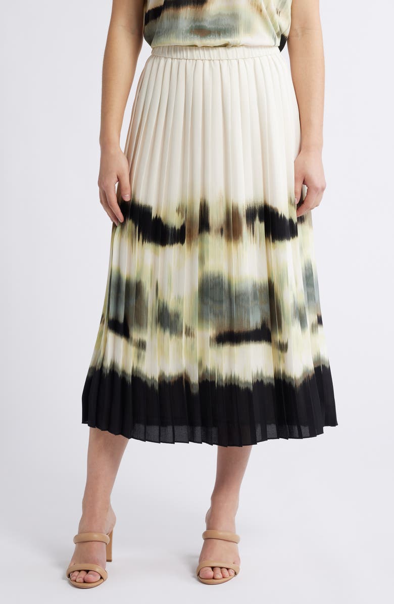 Anne Klein Placed Tie-Dye Print Skirt, Main, color, 