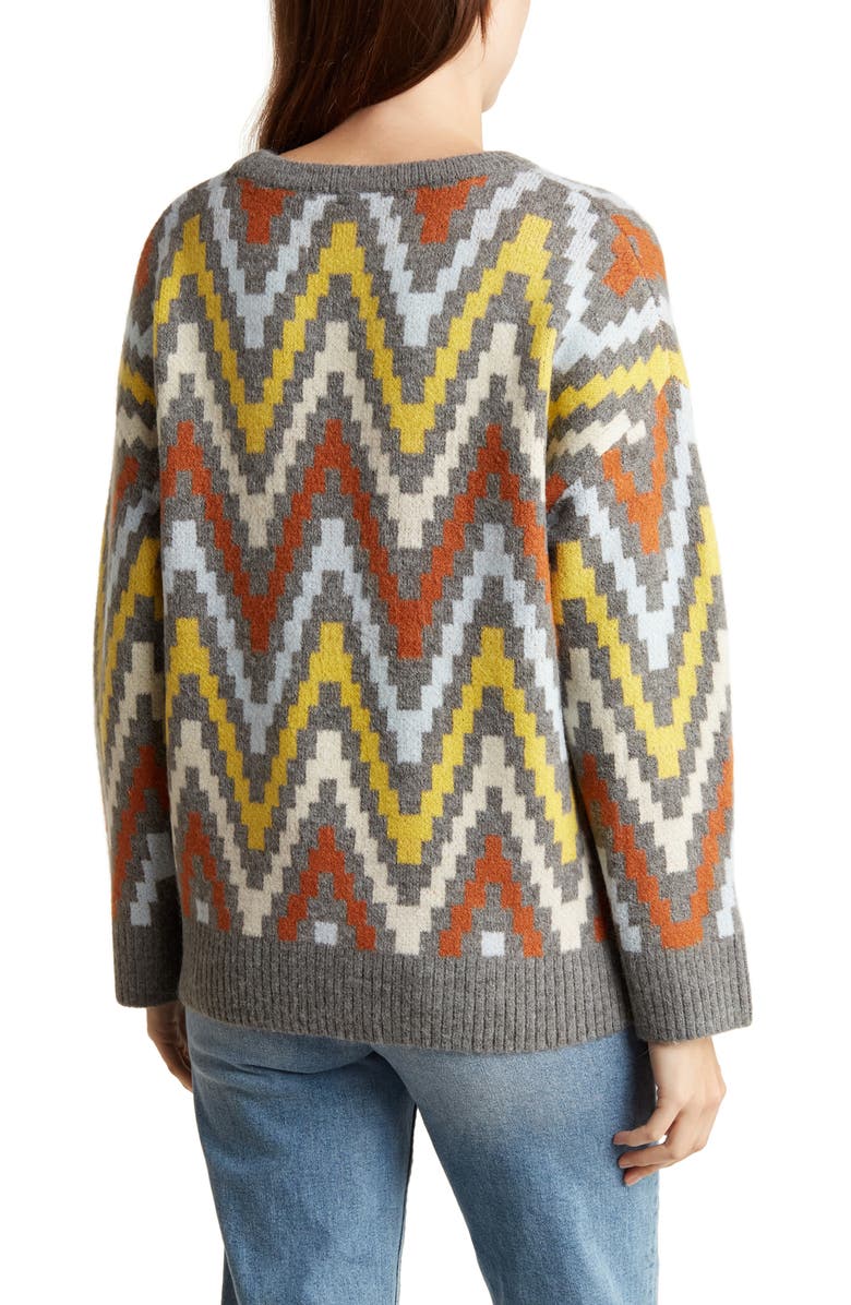 INDUSTRY REPUBLIC CLOTHING Zigzag Pullover Sweater, Alternate, color, Grey Multi