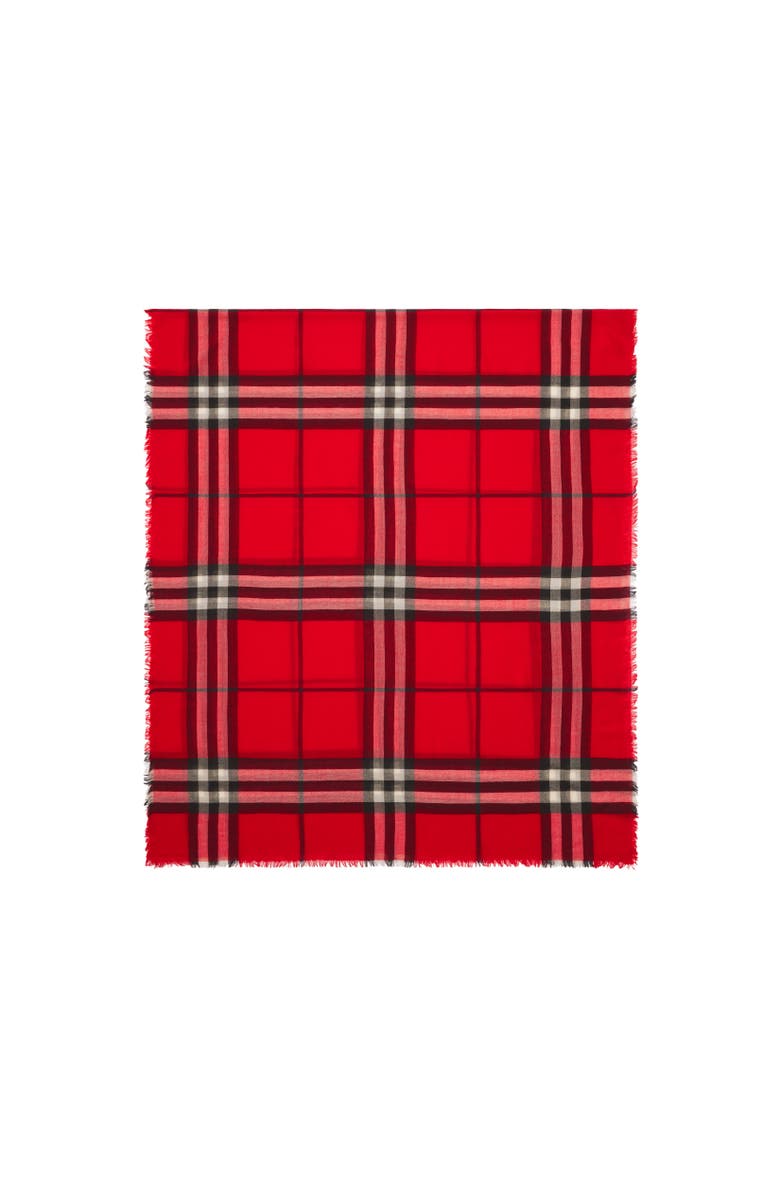Burberry Wide Check Wool Scarf, Alternate, color, Scarlet