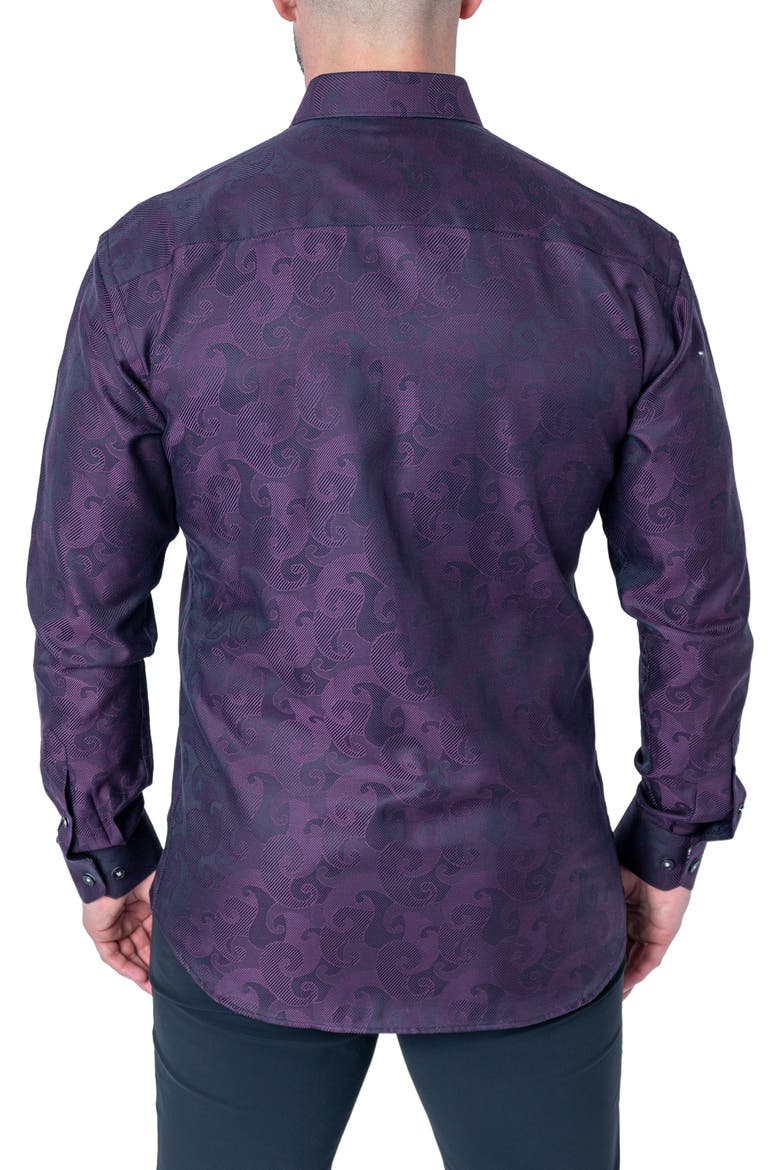 Fibonacci Jacquard Contemporary Fit Button-Up Shirt, Alternate, color, PURPLE