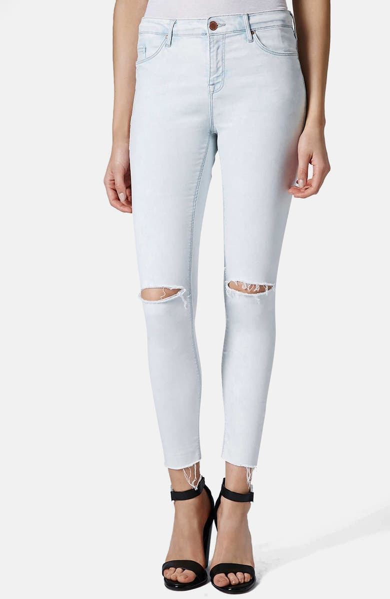 Topshop 'Leigh' Distressed Skinny Jeans, Main, color,