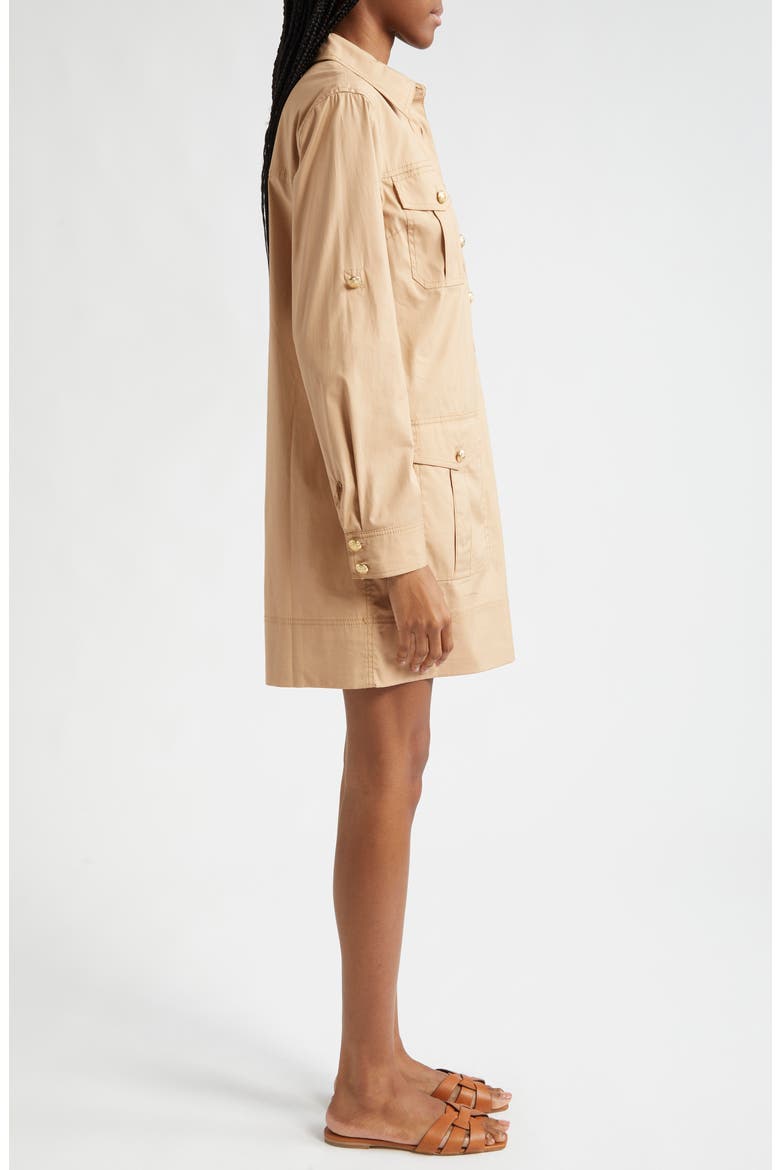 Saude Long Sleeve Stretch Cotton Dress, Alternate, color, KHAKI