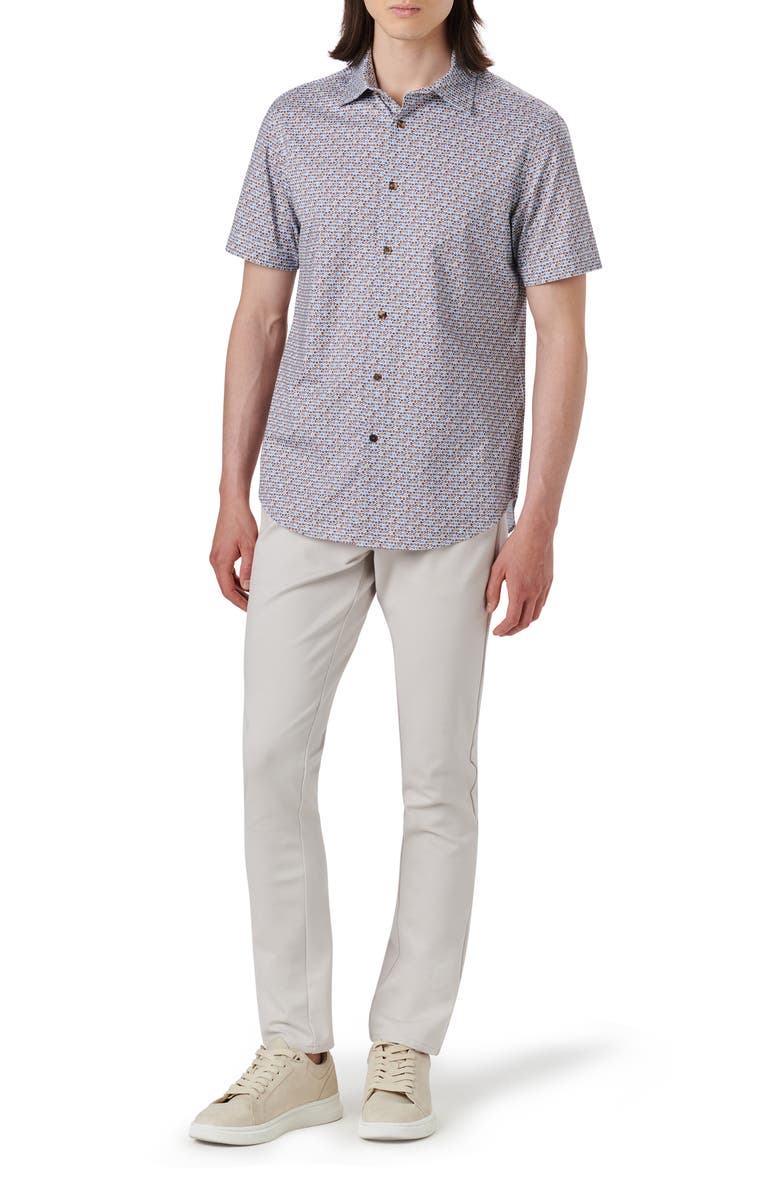 Bugatchi Men's OoohCotton<sup>®</sup> Geo Print Short Sleeve Button-Up Shirt, Alternate, color,
