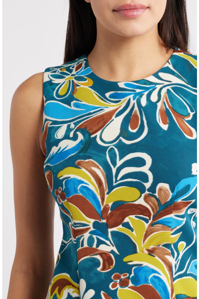 Print Sleeveless Sheath Dress, Alternate, color, INK TEAL MULTI