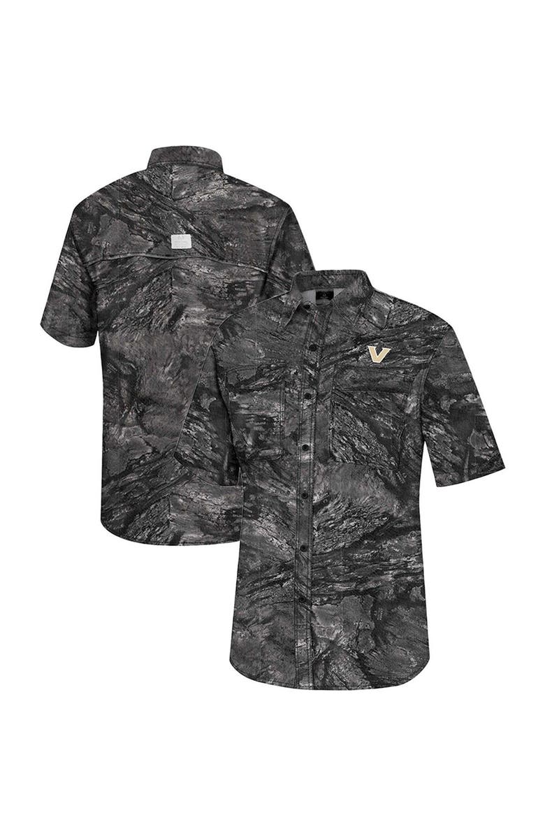 COLOSSEUM Men's Colosseum  Charcoal Vanderbilt Commodores Realtree Aspect Charter Full-Button Fishing Shirt, Main, color, 
