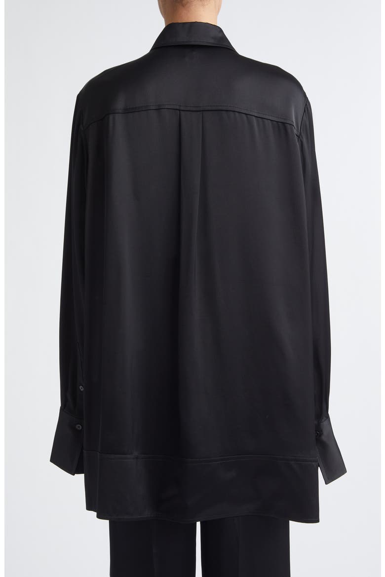 Oversize Soft Tuxedo Button-Up Shirt, Alternate, color, BLACK