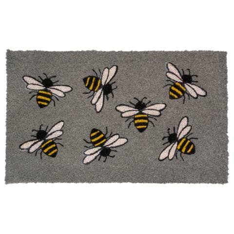 Natural Coir Outdoor Rectangular Bumble Bee Doormat 18" x 30"