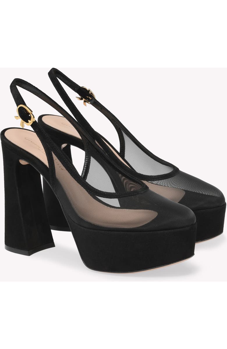 Gianvito Rossi Chopine Slingback, Alternate, color, Black Suede And Plexi