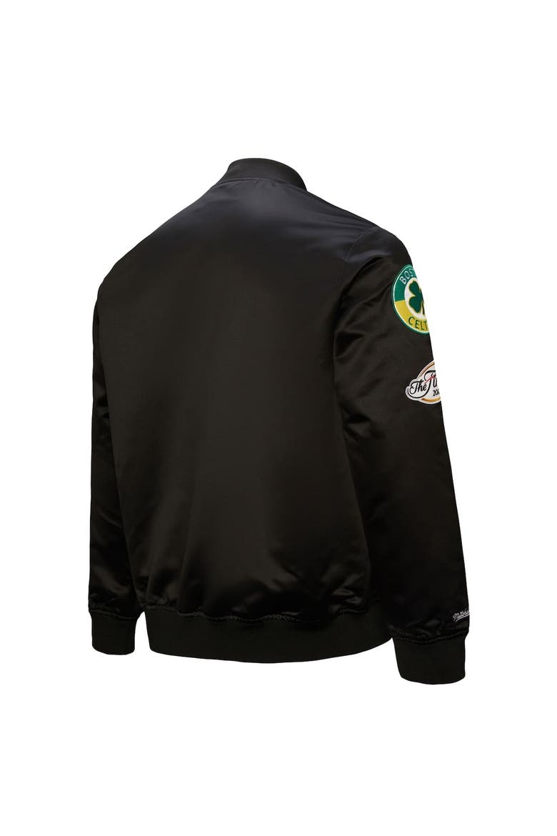 Men's Black Boston Celtics Hardwood Classics Blackout Collection Satin Full-Zip Jacket, Alternate, color, Black