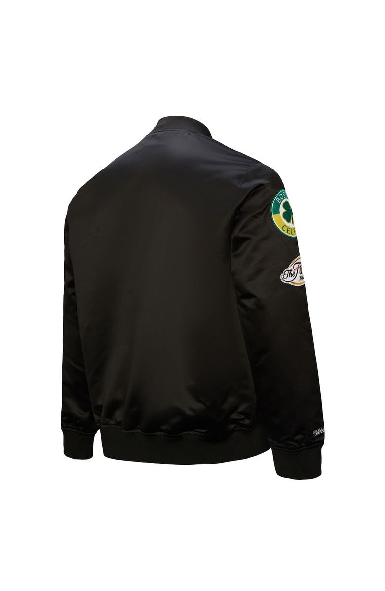Mitchell & Ness Men's Black Boston Celtics Hardwood Classics Blackout Collection Satin Full-Zip Jacket, Alternate, color, Black