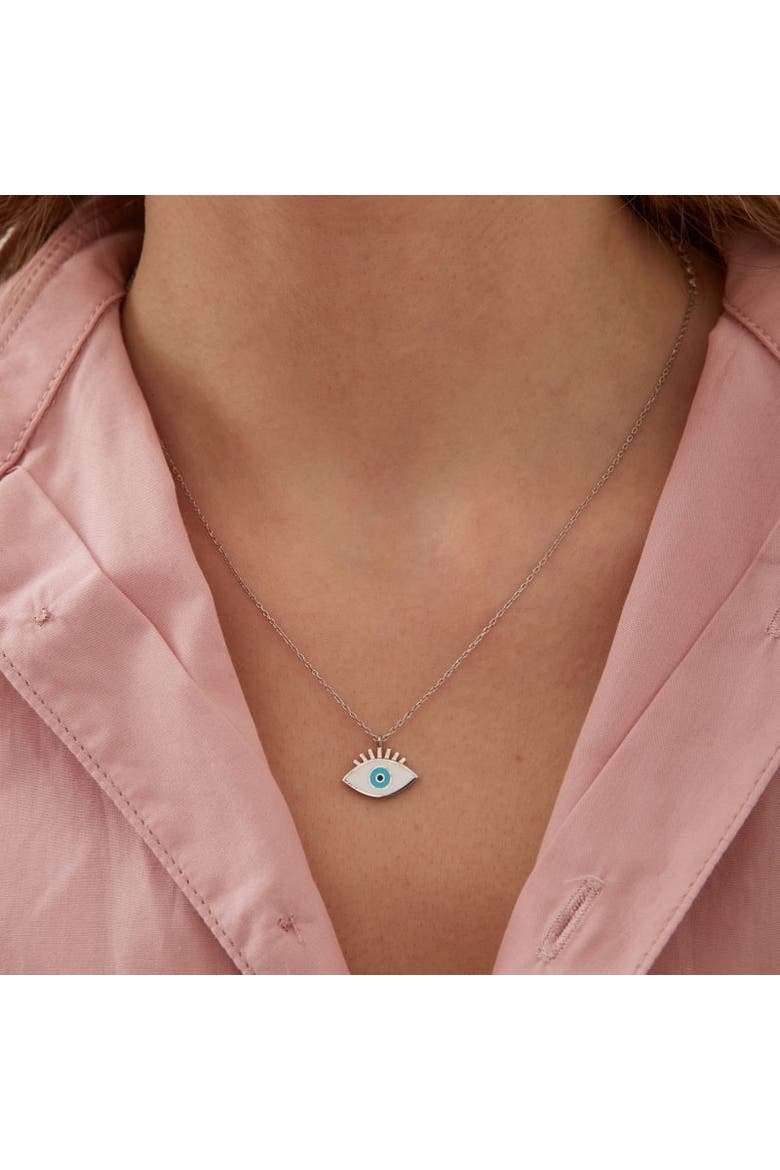 Sterling Silver Evil Eye Eyelash Necklace, Alternate, color, Silver