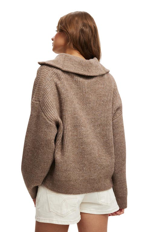 Cotton On Luxe Half Zip Pullover In Brown