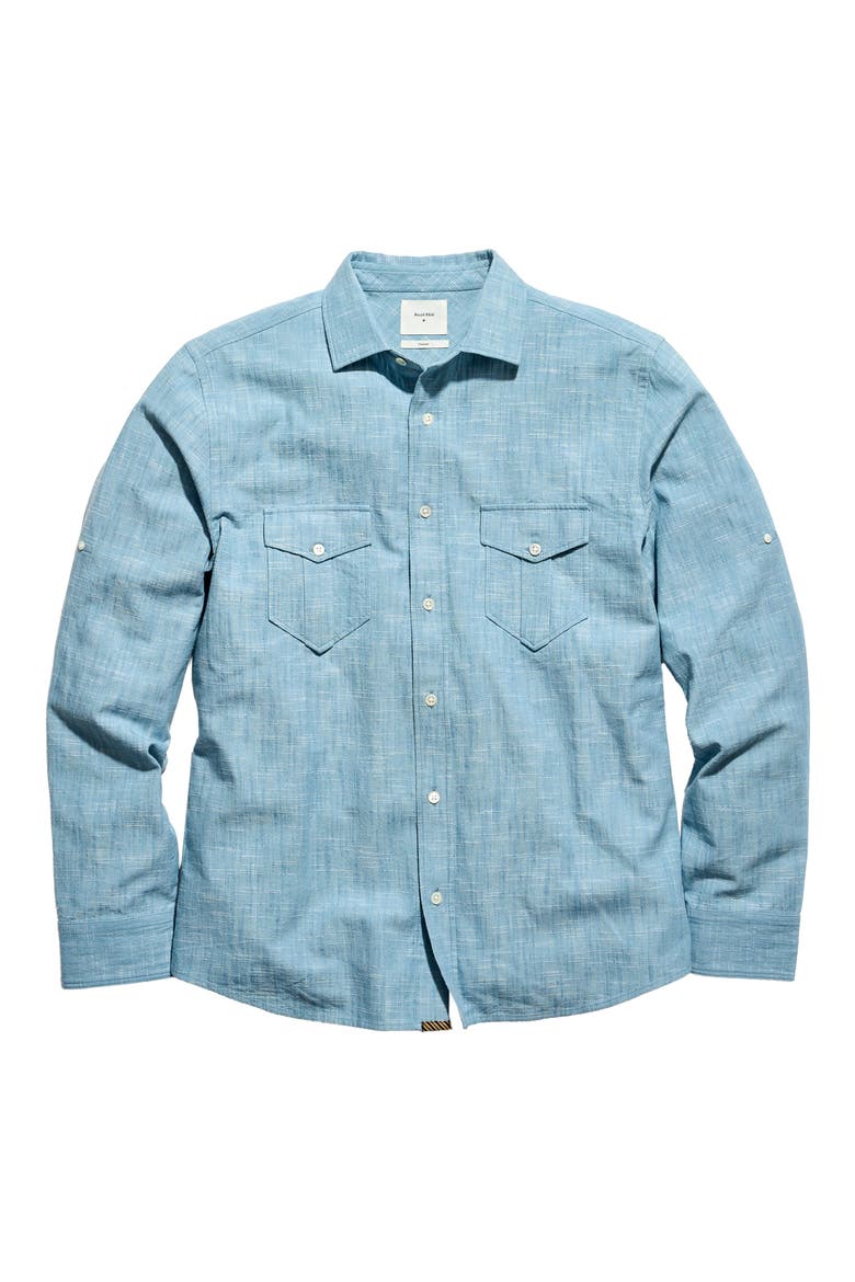 Scout Slub Cotton Button-Up Shirt, Main, color, STEEL BLUE