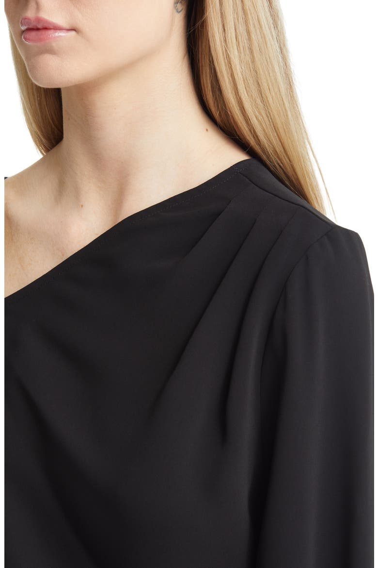 Pleated Asymmetric Top, Alternate, color, BLACK