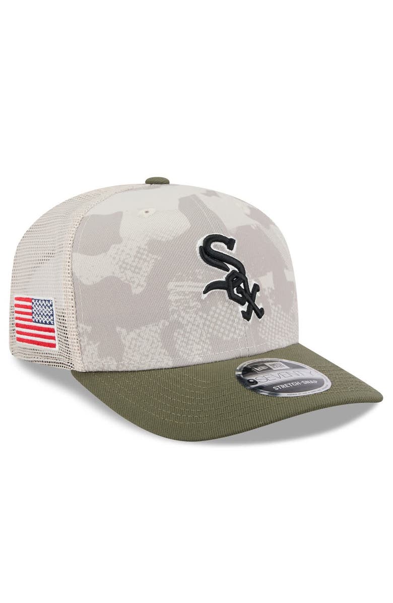 New Era Men's New Era Light Beige/Olive Chicago White Sox 2025 Armed Forces Day 9SEVENTY Stretch-Snap Hat, Main, color, Light Beige